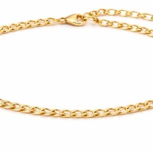 Gold Slim Curb Link Anklet "Link A" Adjustable Anklet 8.5" + 2" Extender